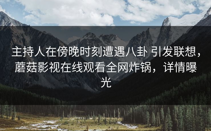 主持人在傍晚时刻遭遇八卦 引发联想，蘑菇影视在线观看全网炸锅，详情曝光